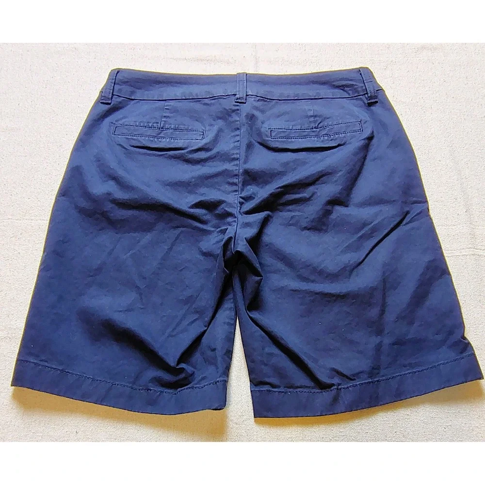J.Crew‎ Womens Chino Shorts Navy Blue Size 4 Mid Rise Stretch Casual Summer 18